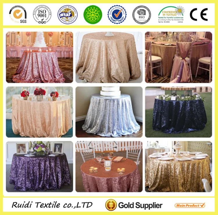 Круглая/Прямая скатерть высокой плотности цвета шампанского с блестками, блестящая скатерть для стола