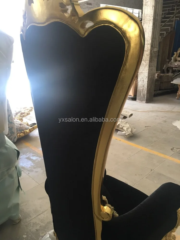 Top Quality Luxuary European Style Black&Gold Pink Pedicure Chair Throne Chair With Diamond Buttons(HB100)