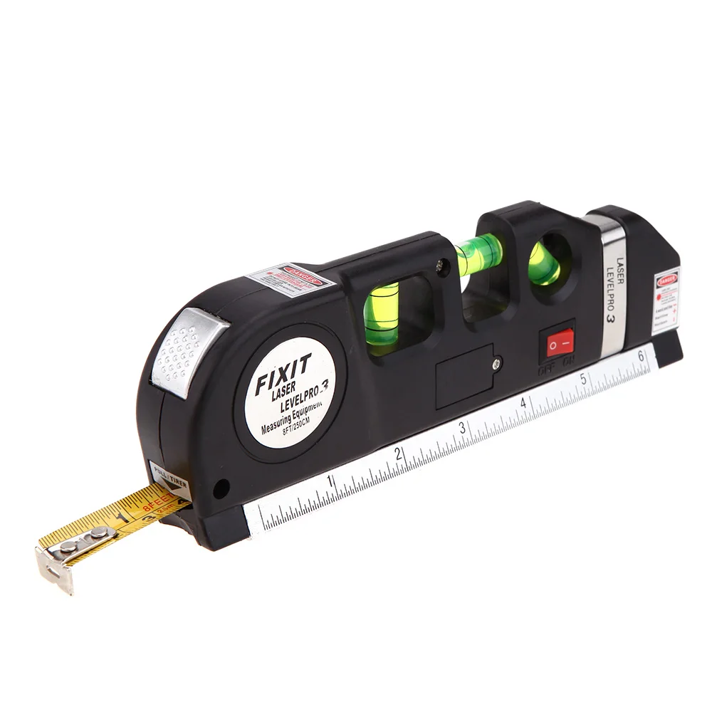 JY-03 8 FT 2.5m Measuring Tape Laser Level Pro3 Measuring Equipment with 3 Way Level Bubbles and Laser Power On/Off Nivel Level