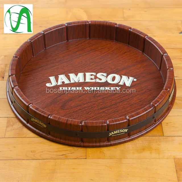 Pre-printed wood grain vac formed tray plastic display tray