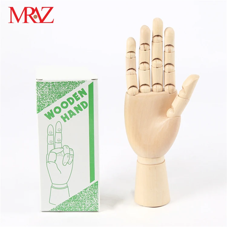 12inch 30cm MRAZ Cheap Price  handmade natural unique drawing very young wood articulated hand, wooden hand