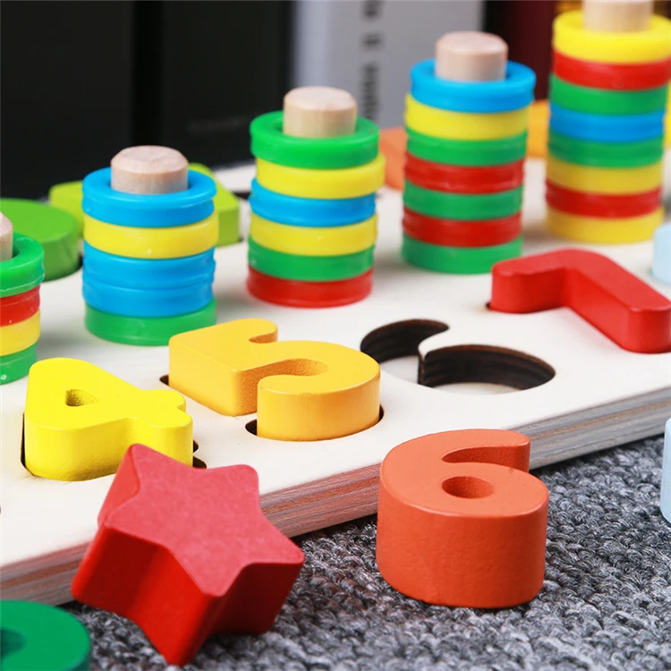 
Wooden Learning Toys for Kids Preschool Counting Colorful Montessori Number Board 