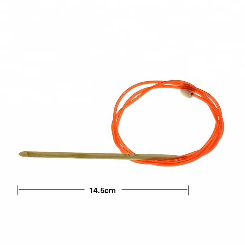 12 Size Tunisian Afghan Crochet Hook Set with Plastic Cable Carbonized Bamboo Knitting Needles For Weaving Carpet Rugs Blanket