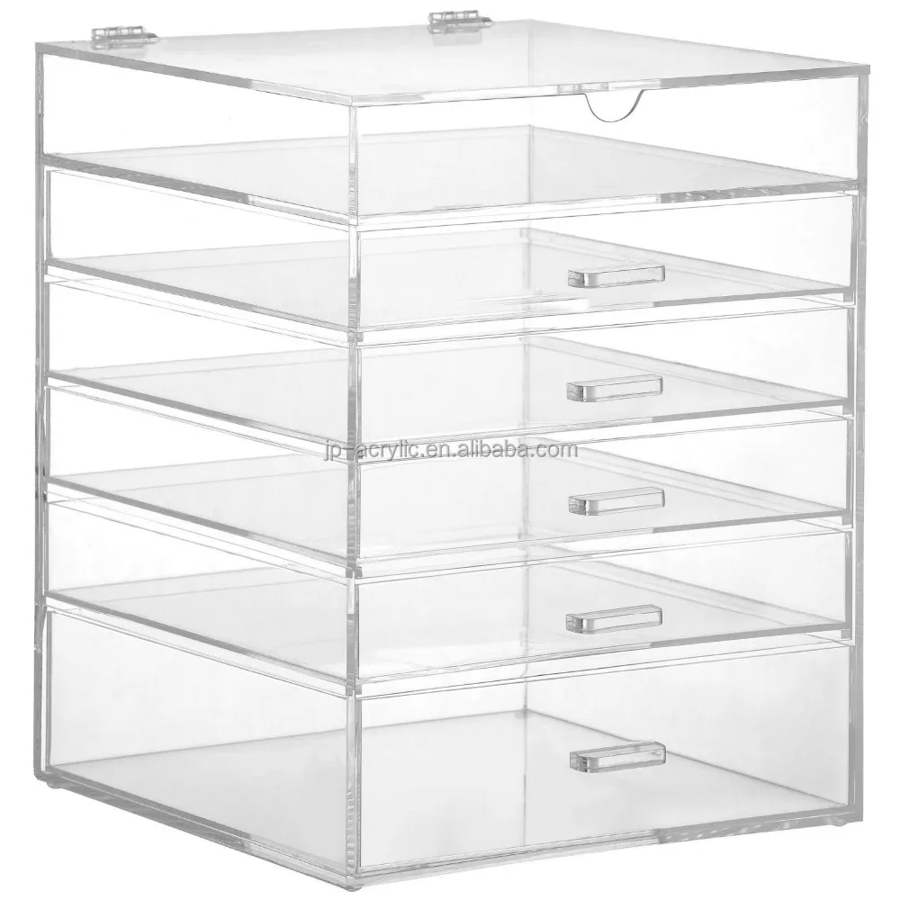 New Design Acrylic Jewelry and Cosmetics Storage Display Box Transparent Acrylic 5 Drawer Makeup Organizer with Dingle