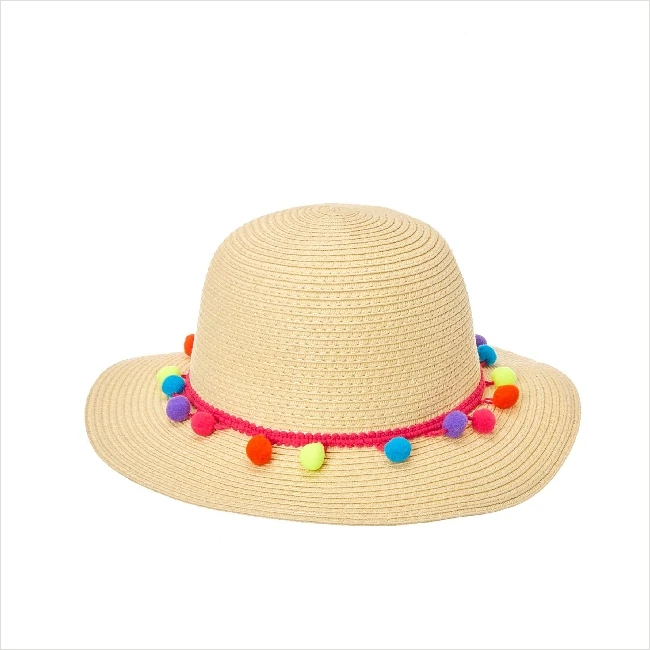 Straw Sun Hats for Kids Wide Brim Beach with Branded Logo