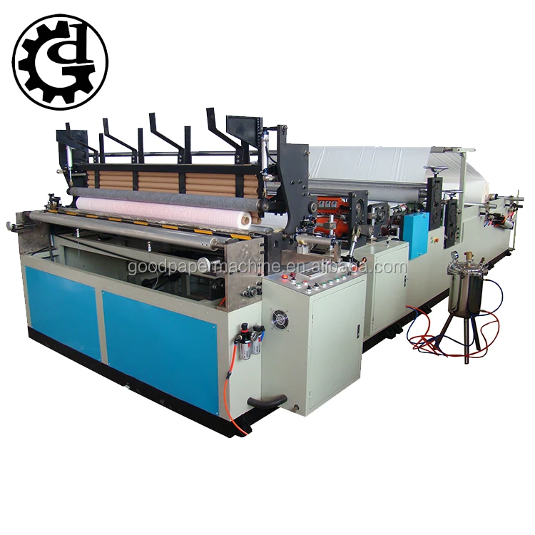 Automatic embossing rewinding tissue paper toilet roll machine