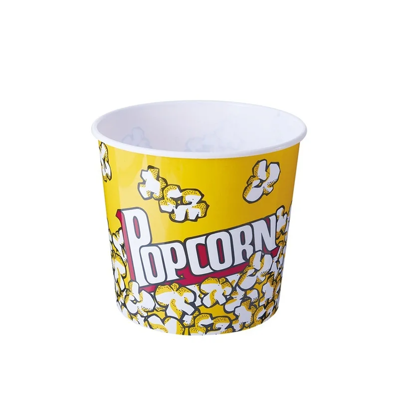 Custom Plastic Popcorn Buckets Manufacturer Amazon Hot Selling Custom Printing Single Wall Disposable Popcorn Bucket With Lid