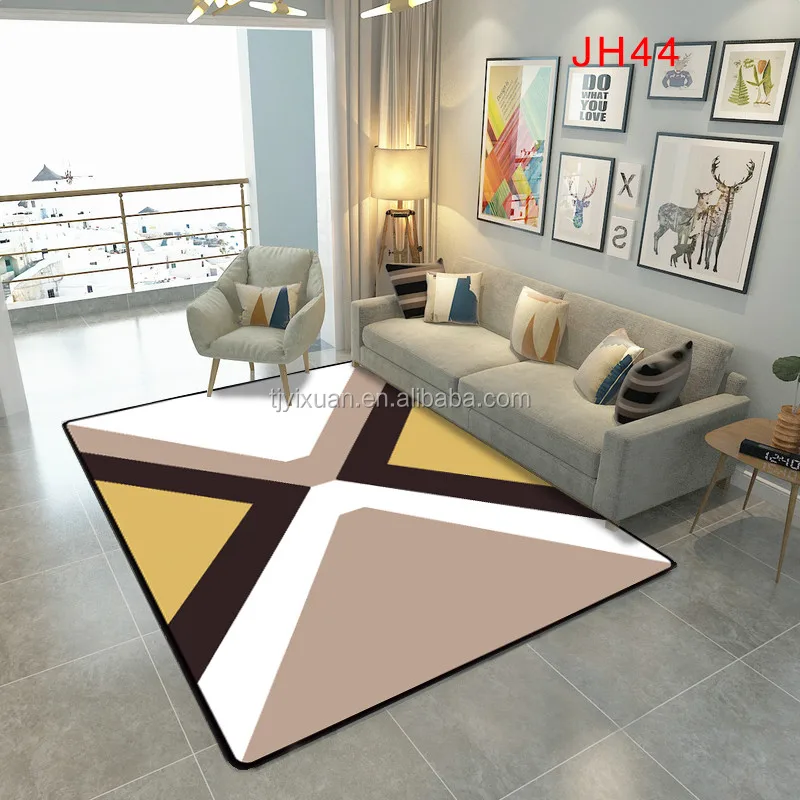 Cheapest price anti-slip 100% polyester printing geometrical tianjin modern design washable area floor rug