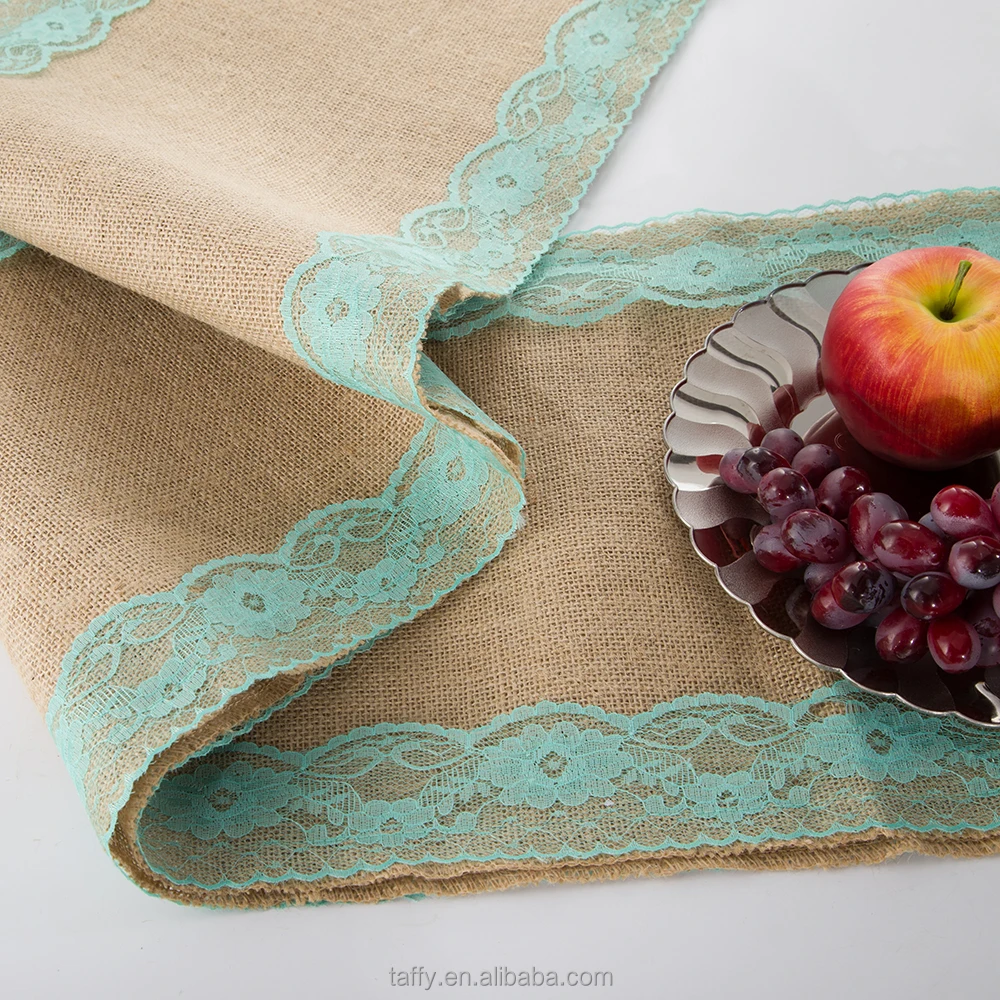 
factory wholesale new cheap rustic home Wedding Christmas Party decorations restaurant linen Burlap Lace table runner 