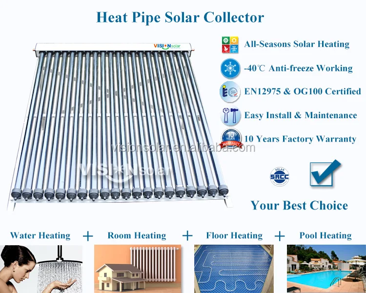 Best Efficiency Vacuum Tube Heat Pipe Solar Collector