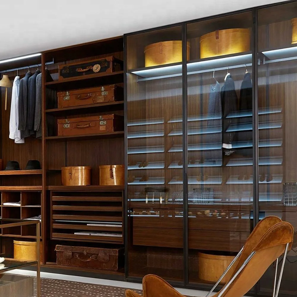 Best Selling Products Contemporary Wardrobe Closet Glass Door With Handle