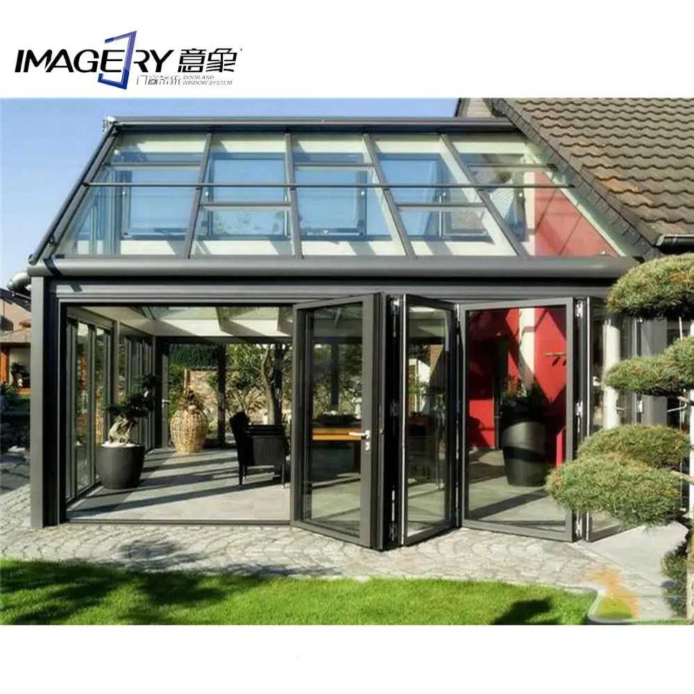 Hot Sale New Aluminium Slant Sunroom Custom Conservatory Aluminum Veranda tempered glass sun room