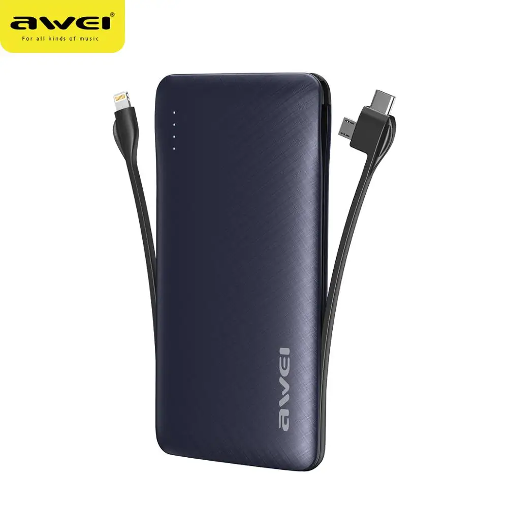 AWEi P12K литий-полимерный супер тонкий портативный RoHS Powerbank 10000 мАч