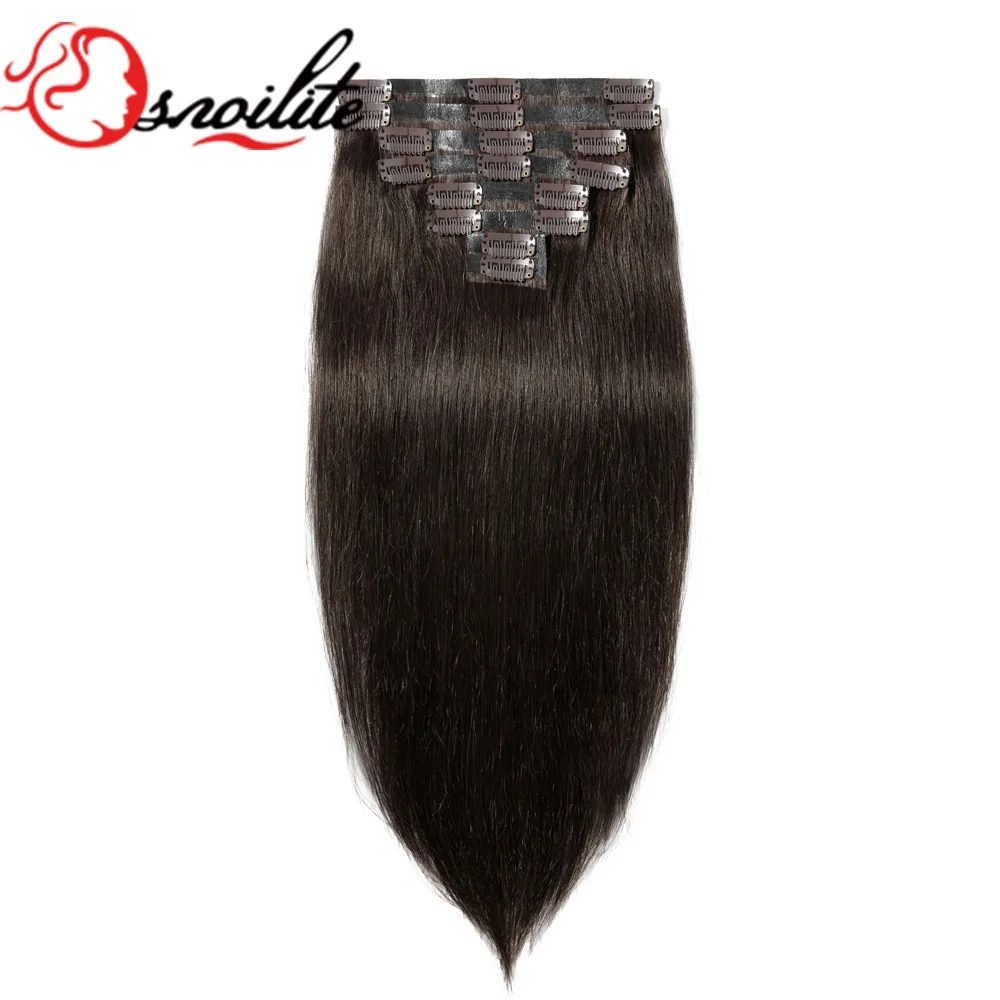 Full head 8pieces set 100% Remy human pu skin weft seamless clip in hair extensions