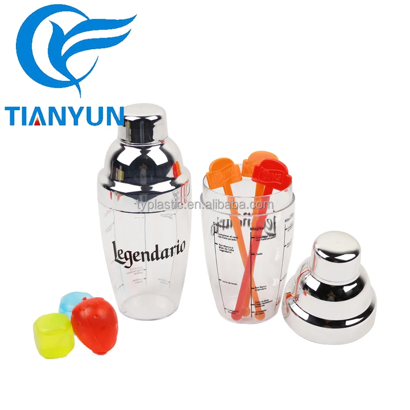 Top selling plastic cocktail mixer drink bar shaker for promotion