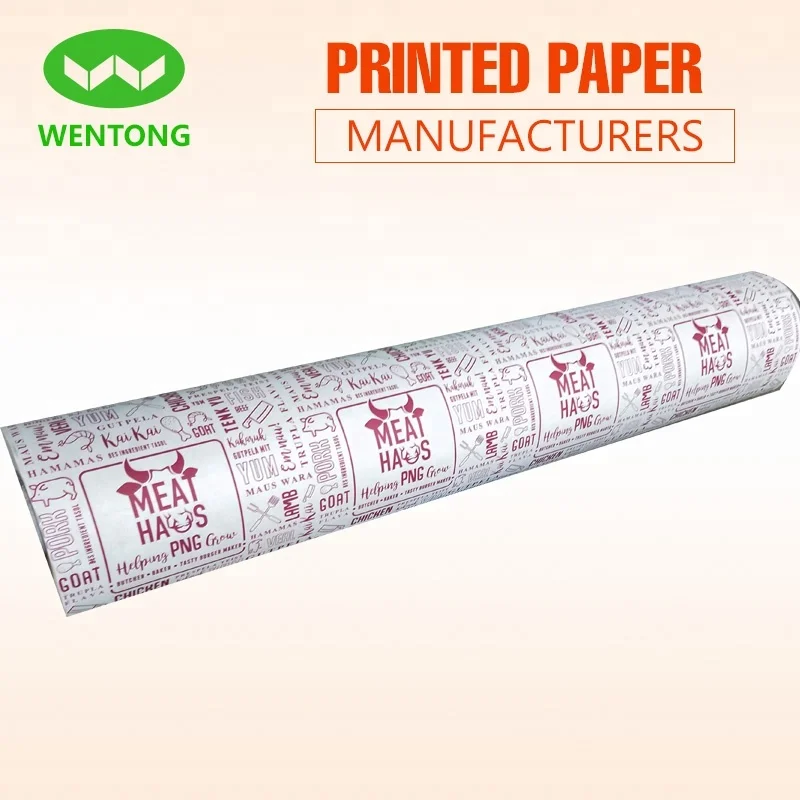
80cmx200m MeatHaus 2018 eco-friendly 45gsm printed newsprint butcher paper roll in Australia supermarket 