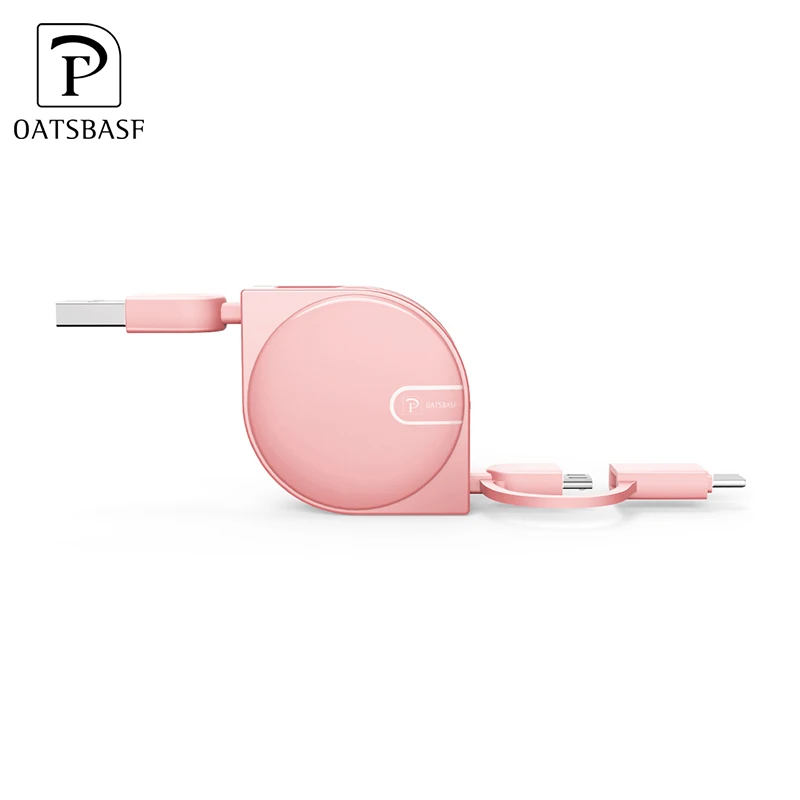 Oatsbasf новый дизайн выдвижной 2 в 1 Micro USB кабель для зарядки iphone