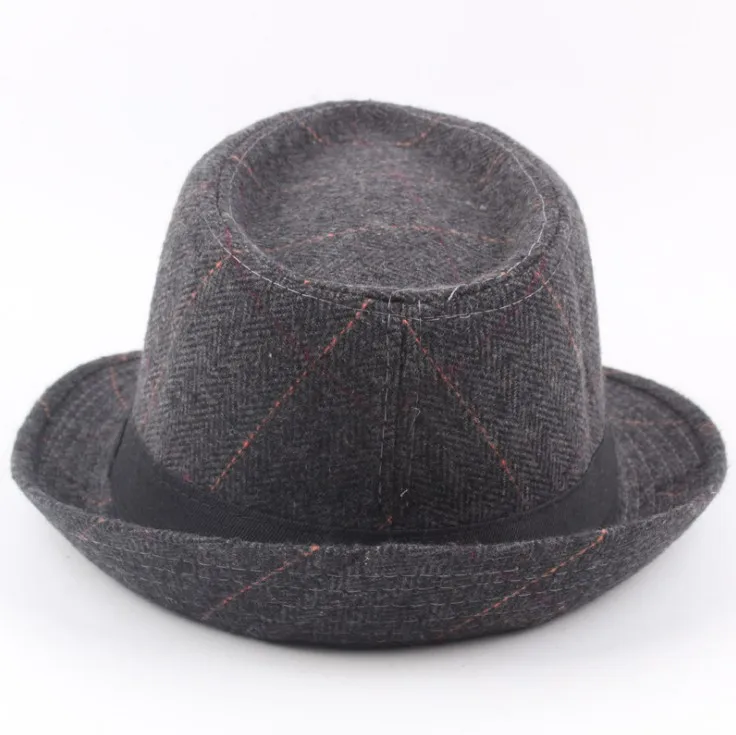 British Style Gentleman Cap Tweed Checked Men Fedora Hats