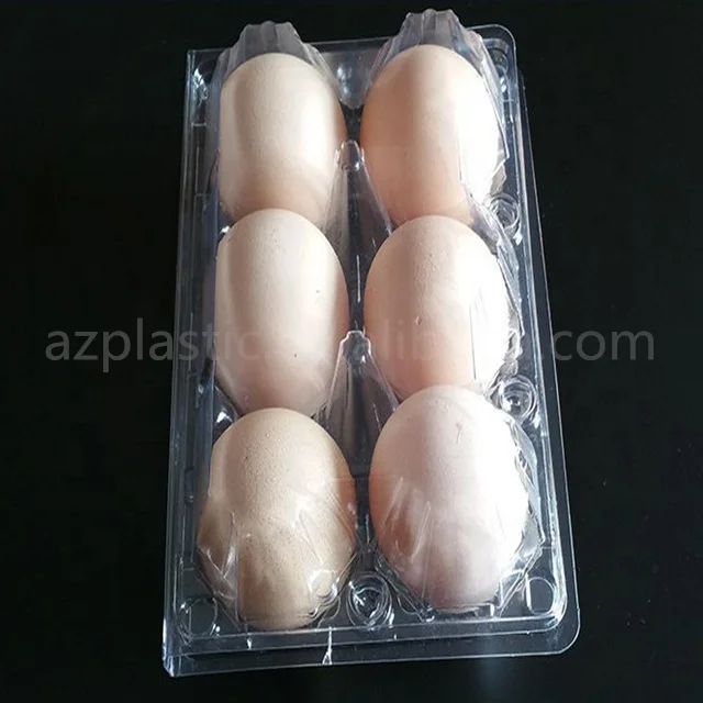 Disposable Cheap Clamshell 6 Holes Plastic Blister Eggs Packaging Tray