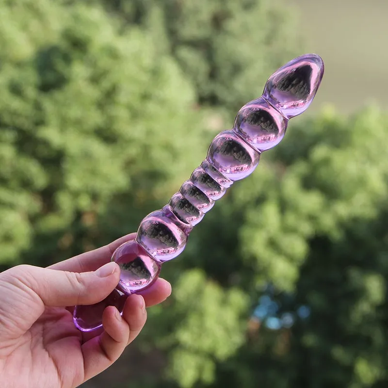 
Women Masturbation Sex Toy Purple Large Pyrex Glass Dildo 