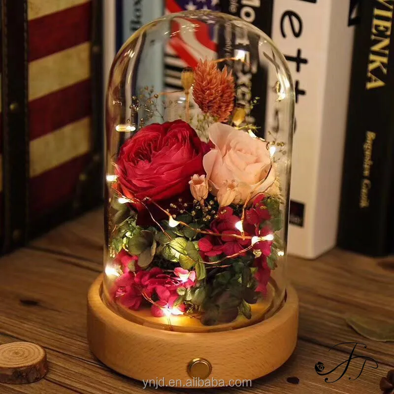 
Unique LED Gifts JJ Preserved Roses in Glass Dome 