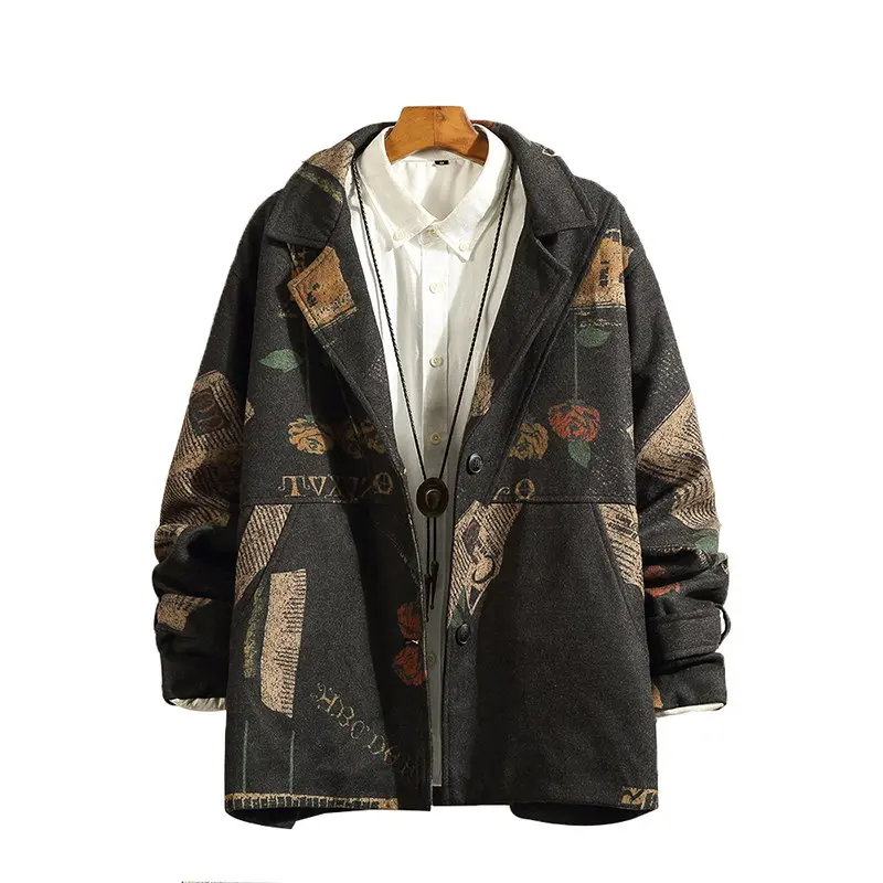 Regular men Vintage rose fashion  jacket/suit