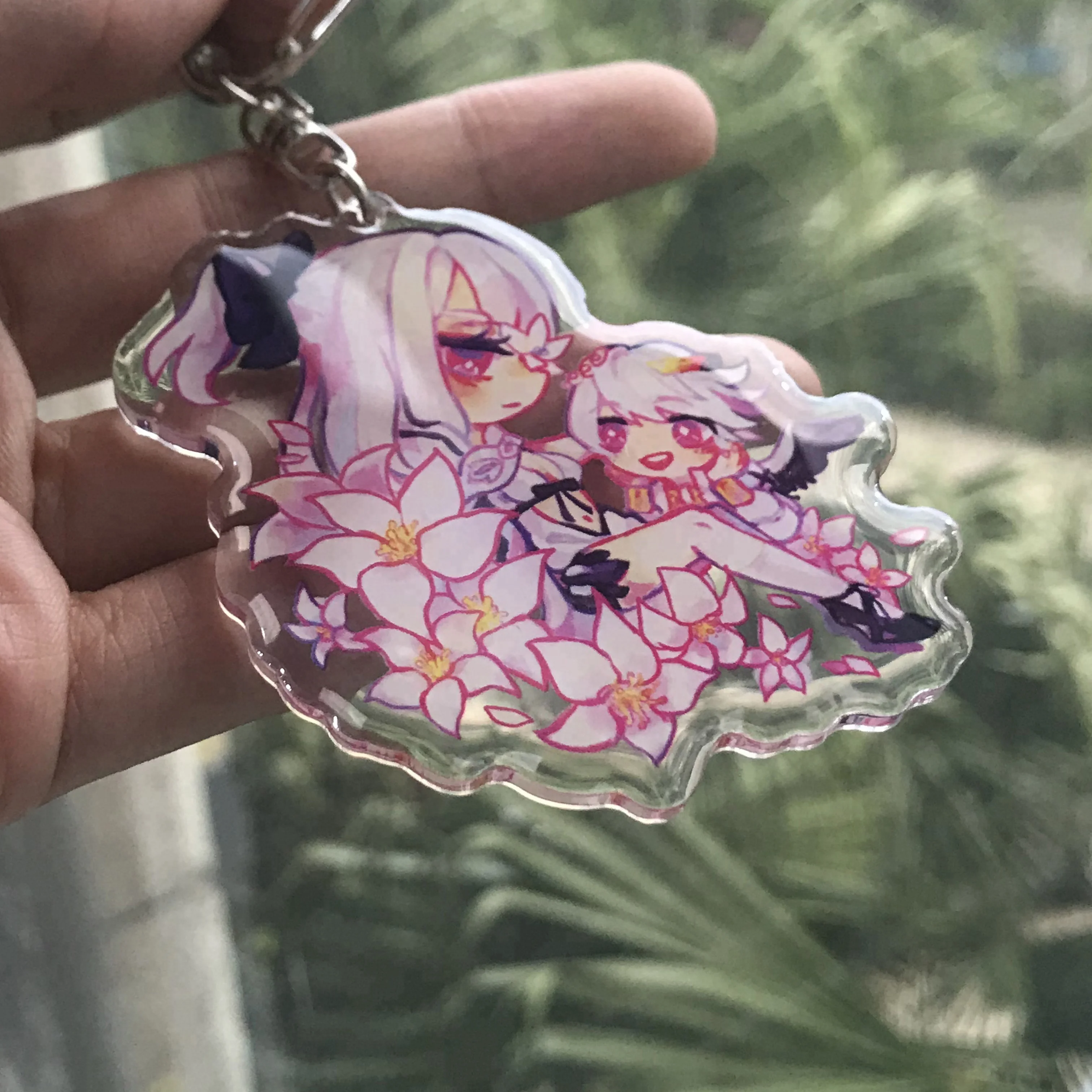 
Custom Shaped characters keychain anime acrylic charms with glitter epoxy or hologram 