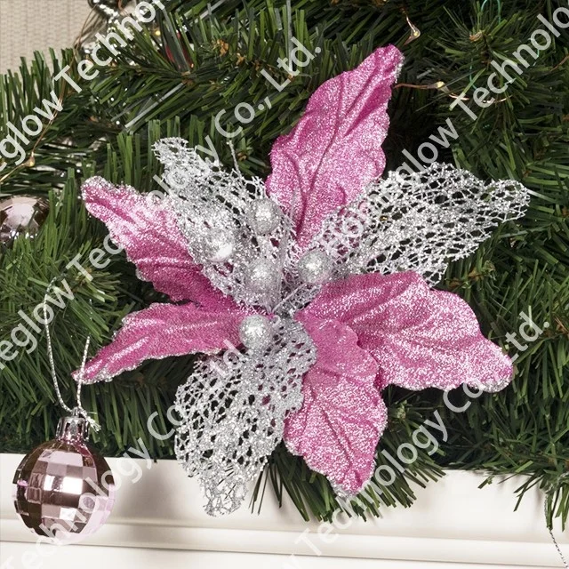 Cheap Christmas plastic flower Single Stem Poinsettia Artificial Flower Picks wholesale