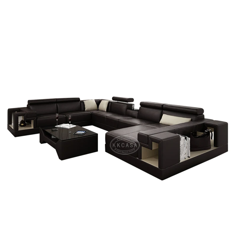 Luxury sofa set 7 seater Exotic 100% Top Grain living room  Leather Sofa Set Made in  Foshan China