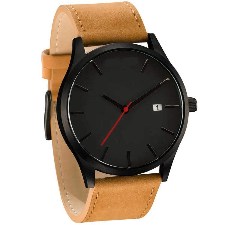 
new Big dial exquisite high-end calendar fashion quartz business watch matte leather 
