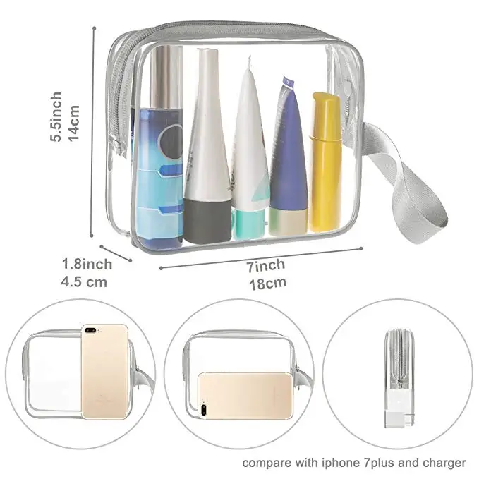 
Heli Custom Clear Zipper PVC Plastic Cosmetic Bag With Handle 