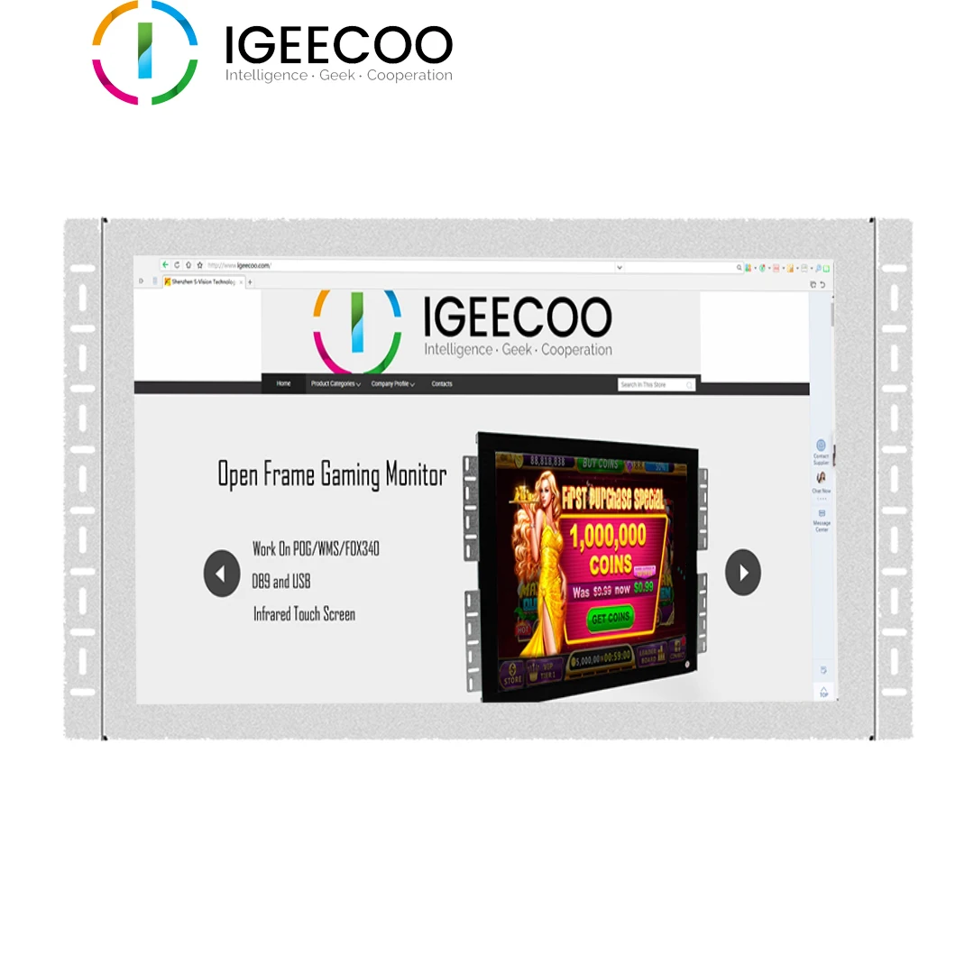 19 inch open frame lcd monitor resistive touch screen WMS / pot o gold gaming monitor from IGEECOO