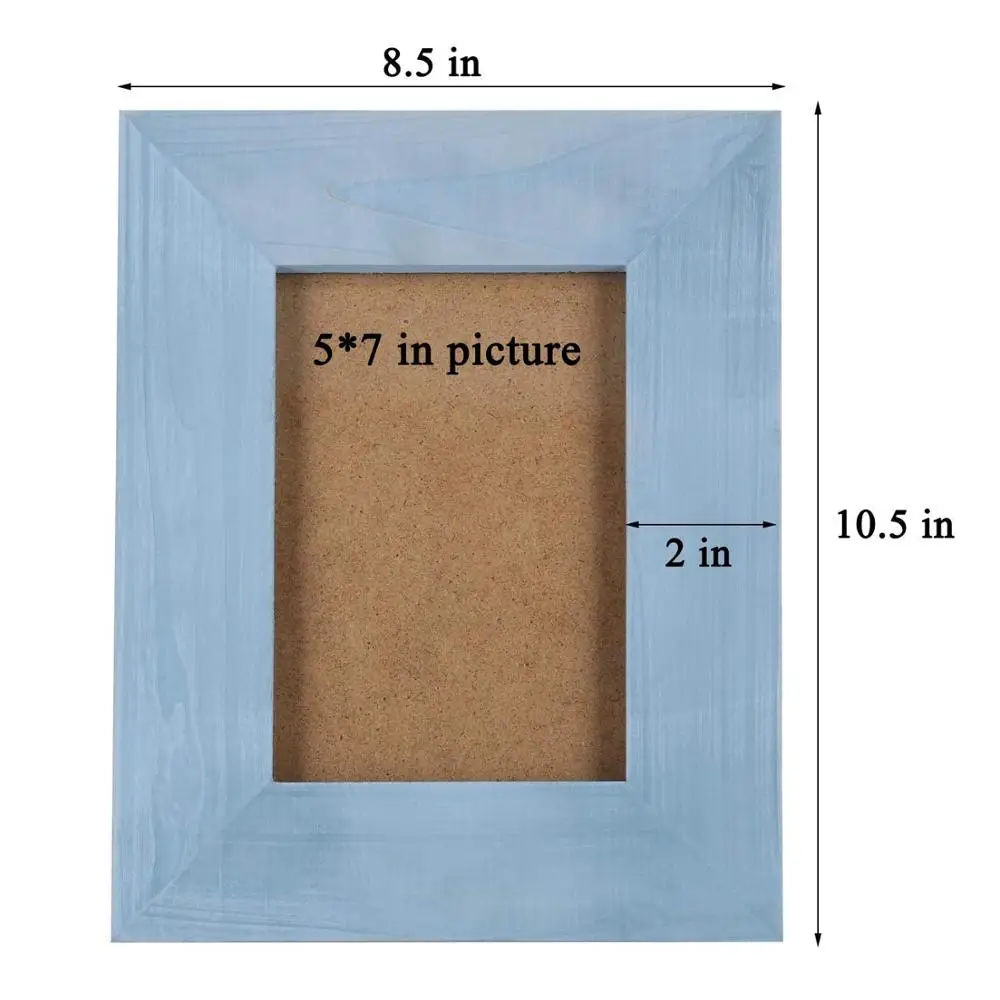
2 Sets 5x7 Picture Frame, Rustic Wooden Blue Picture Frame for Farmhouse Decor-Made for Wall and Table Top Display 