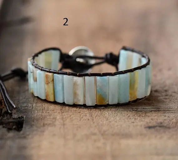 Fashion Amazon beads Bracelet Leather Wrap Bracelet Cuff Bracelet Jewelry