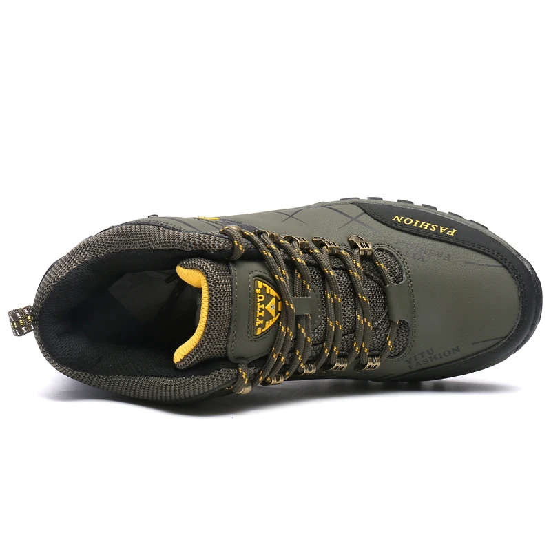 Waterproof Hiking Shoes for Men Shockproof Non-Slip Leather Warm High-top Outdoor Snow Lightweight Hiking Running Shoes