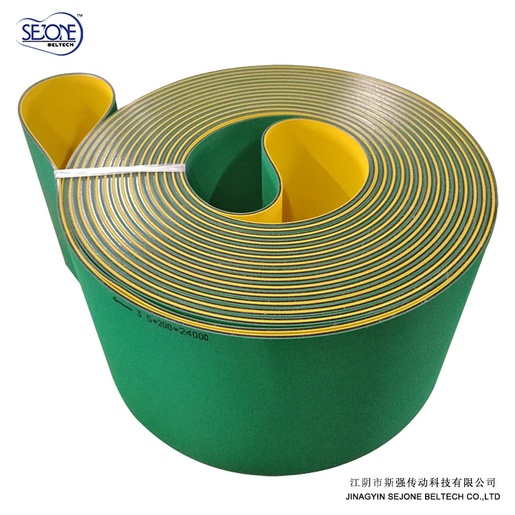 
3.5MM yellow/green automatic lathes belt Rubber flat power transmission belt high energy saving and antistatic belt 