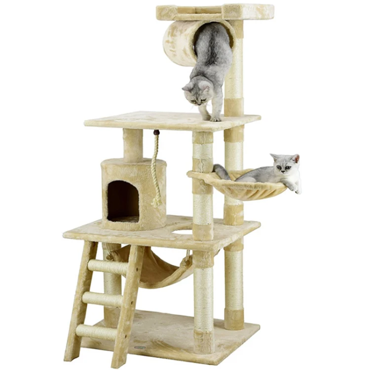 Cat Climbing Frame Cat Scratching Post Tree Scratcher Pole Furniture Gym House Toy Cat Jumping Platform 60*60*165cm