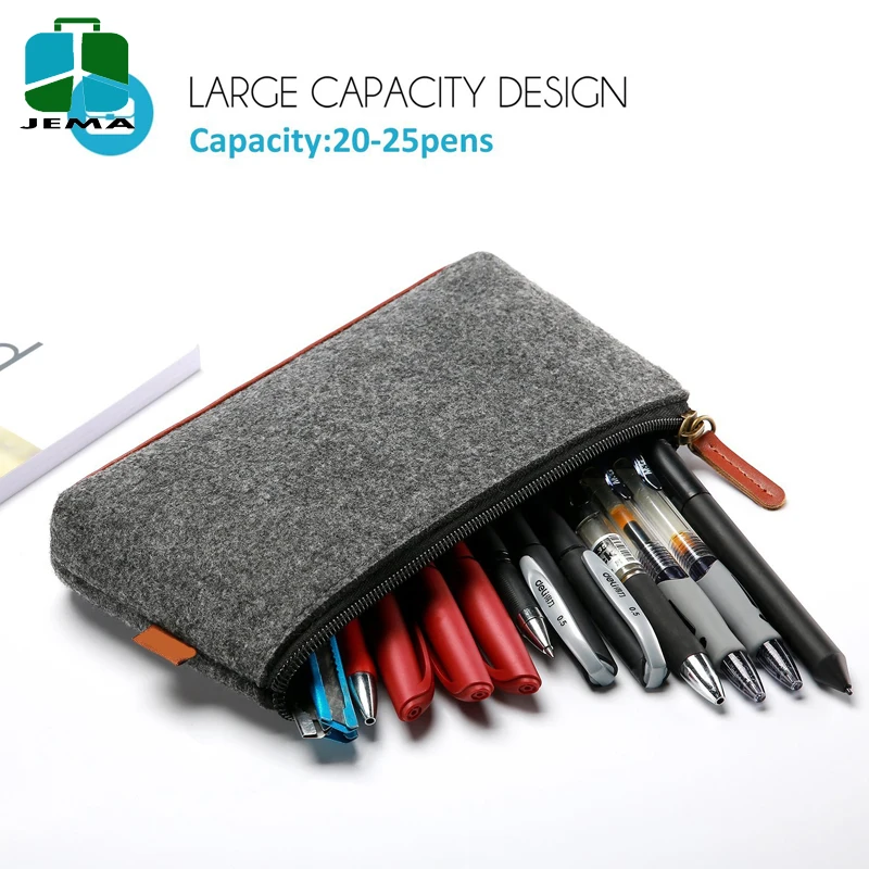 2-Pack Multi-Functional Felt Pouch Zipper Bag felt pencil case wholesale for School Supplies