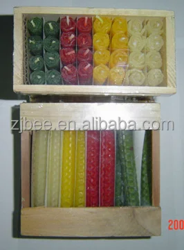 
Wood Box Beeswax Candle 