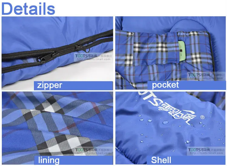 Hollow Fibre Splicing Double Sleeping Bag ,(185+30)x75cm 1.3kg / 1.6kg