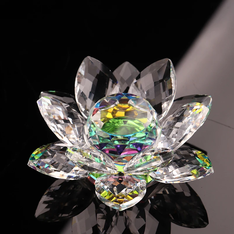 
Rainbow colorful crystal lotus flower candle holder Crafts Home Decoration for Gifts 