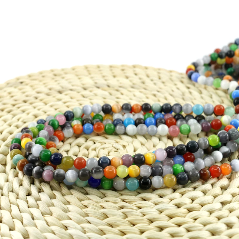 
XULIN Fashion Alibaba Beads X0007 Mixed Color Cats Eye Gemstone Glass beads For Necklace 