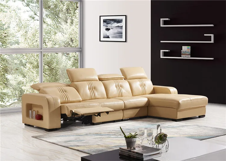 1 Wholesale heated fancy italian modern modular massage furniture living room lounge wooden big l shaped real leather sofa set