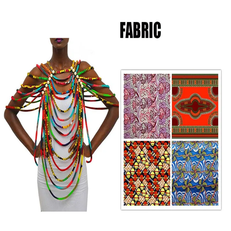 African Ankara Necklaces Jewelry Conversion Piece Rope Necklace Shawl Tribal African Beads Handmade Jewelry Necklace WYX26