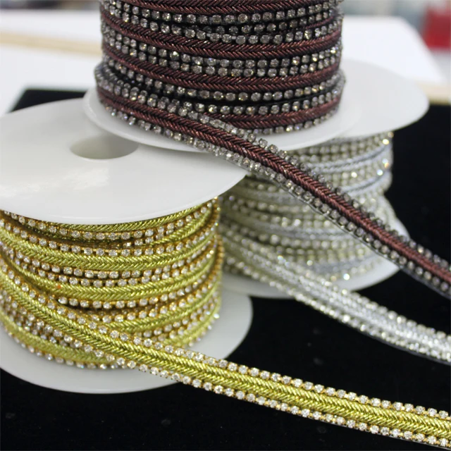Cheap fashion shoe decoration crystal rhinestone chain  rhinestone hotfix trim for garment and bag