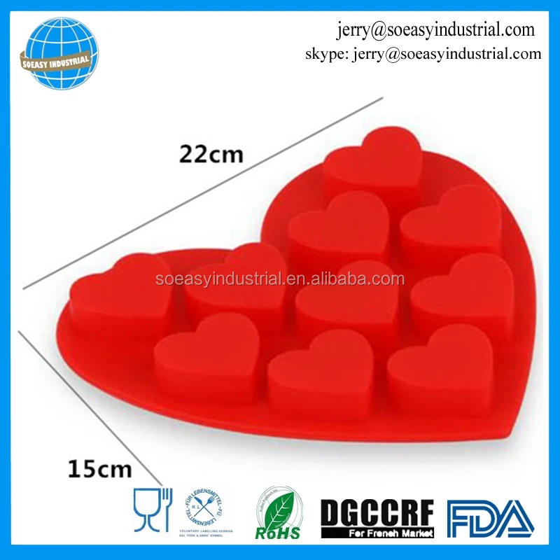 Wholesale heart shape silicone candy chocolate candy soap ice cube tray molds