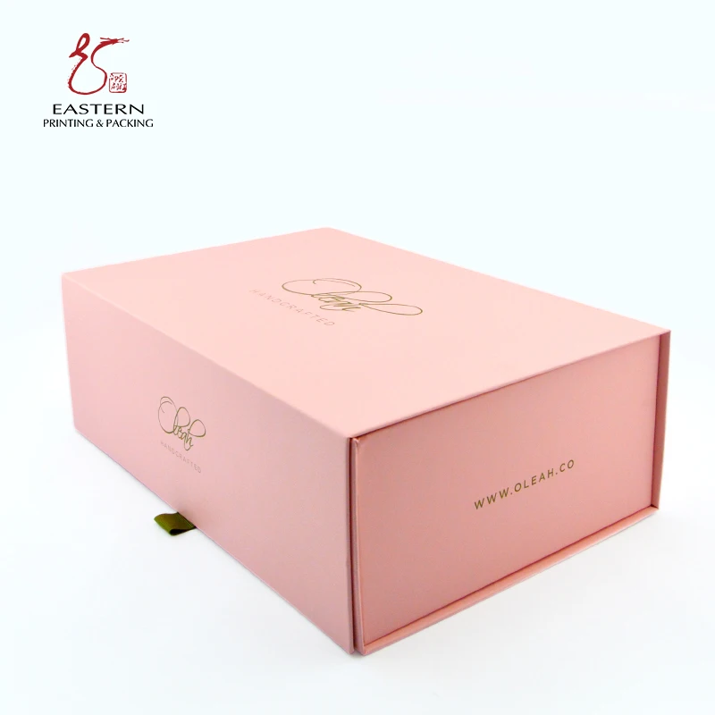 Customized High Quality Pink Shoe Box Packaging Clothing Carton Hot Stamping Logo