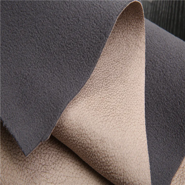 
Suede manufacturers embossed suede sofa fabric backing with polar fleece 