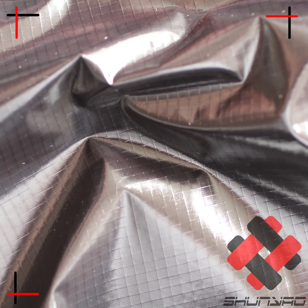 nylon ripstop fabric foil silver shiny pu coating