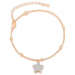 Simple Crystal Star Anklet Full Paved Shining Rhinestone Charm Pendant Anklet For Ladies Foot